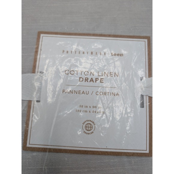 POTTERY BARN TEEN COTTON LINENDRAPE CURTAIN PANEL52X96